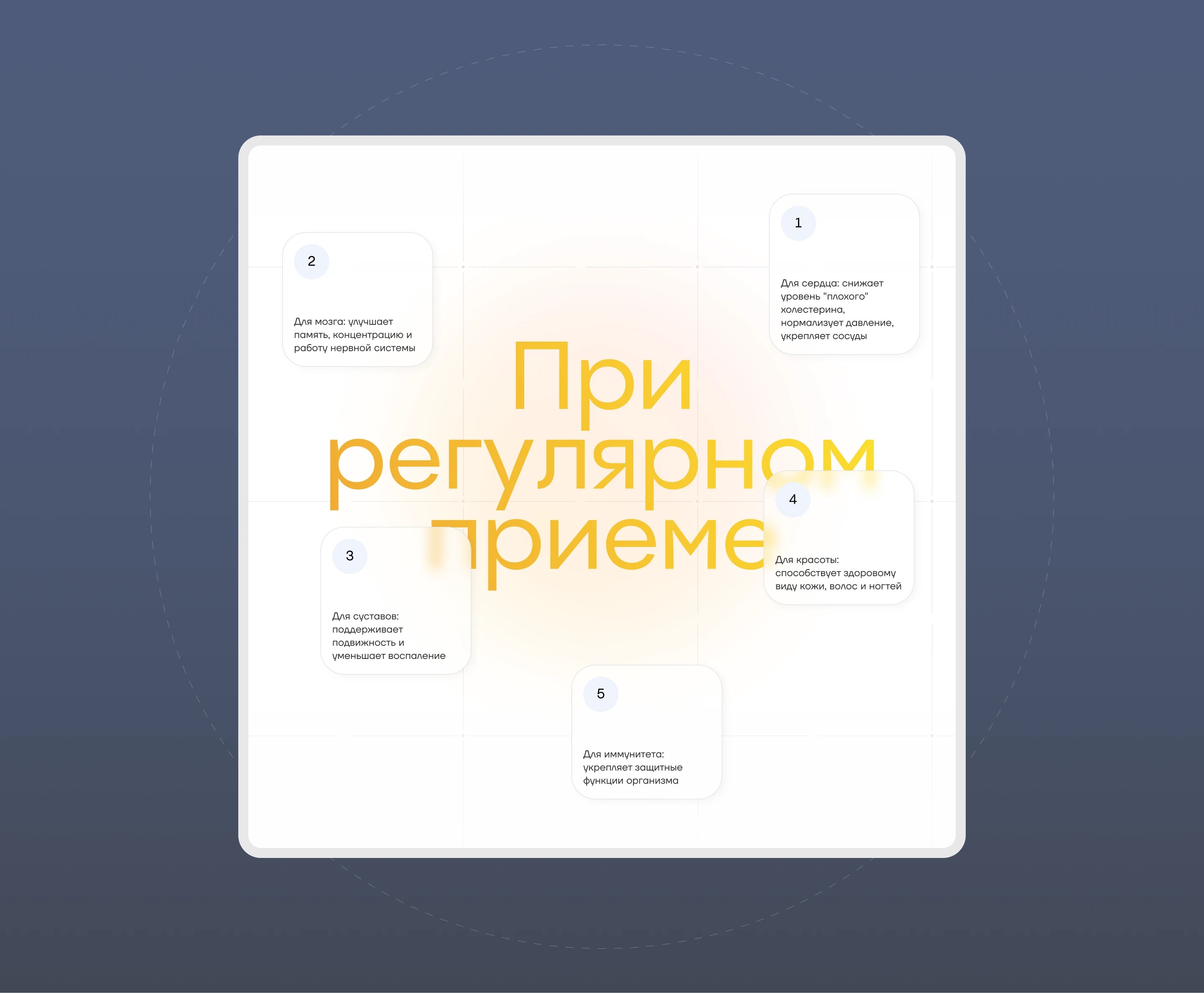 Healthis — карточка «При регулярном приёме» с эффектами