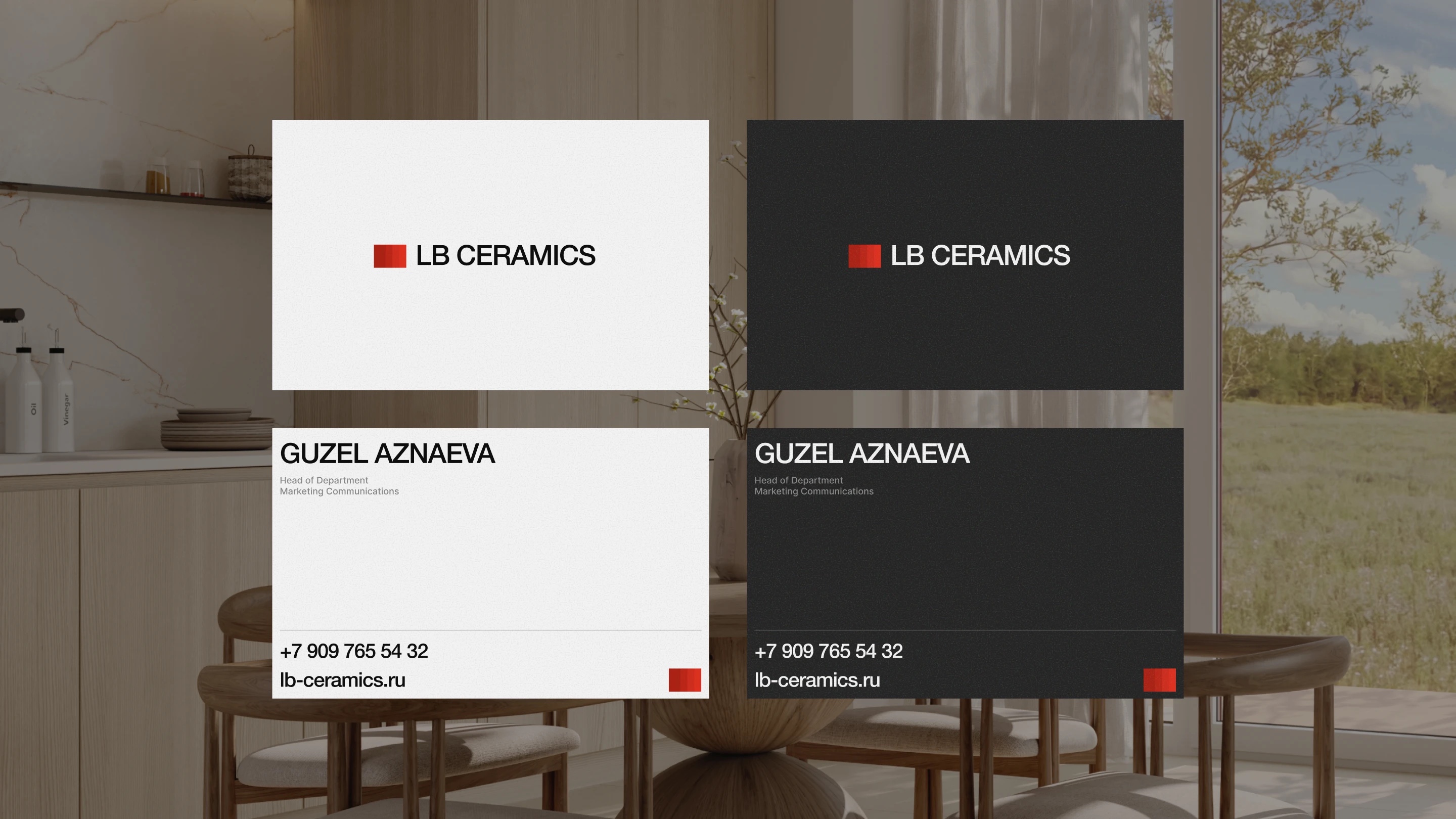 LB Ceramics — визитки в светлом и тёмном варианте